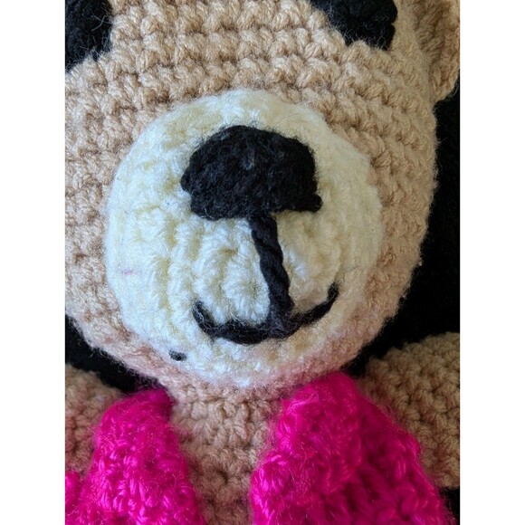 14" Handmade Crochet Knit Bear In Pink Dress Soft Plush Nursery Decor Baby Gift - Picture 11 of 14